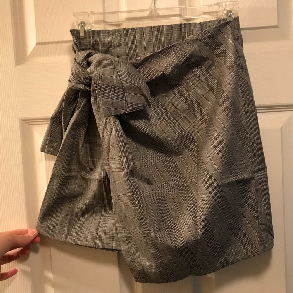 Plaid Tie Up Mini Skirt